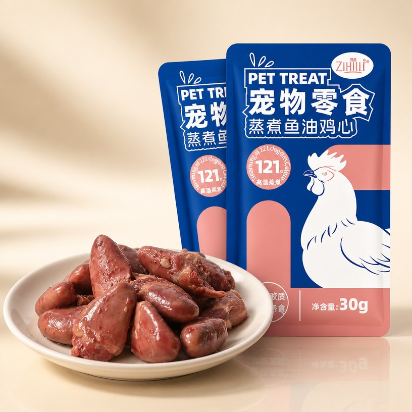 芝选 蒸煮鱼油鸡心 宠物零食 30g